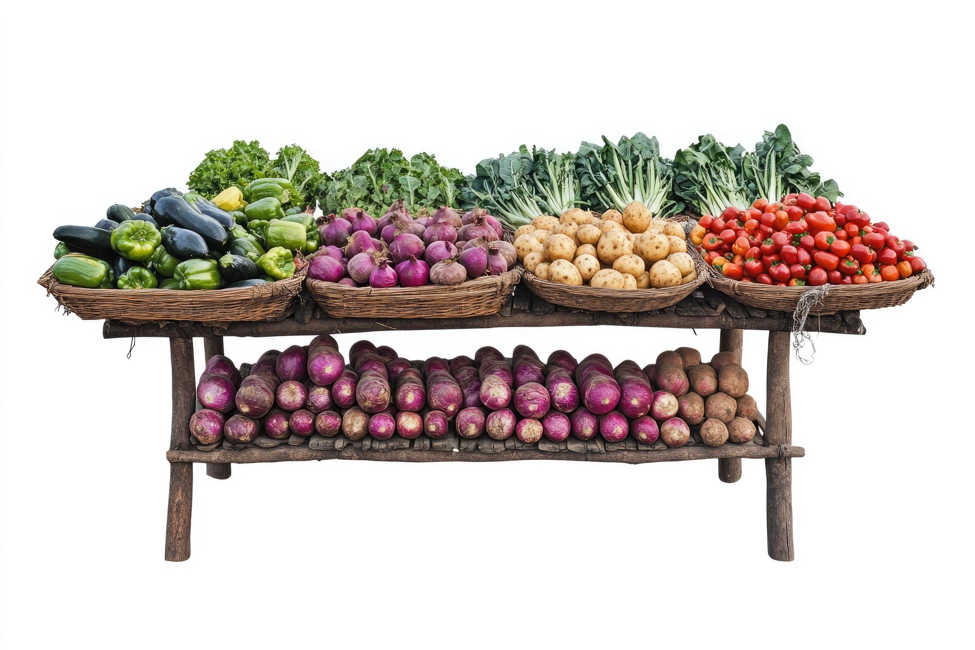 Market stall with seasonal vegetables