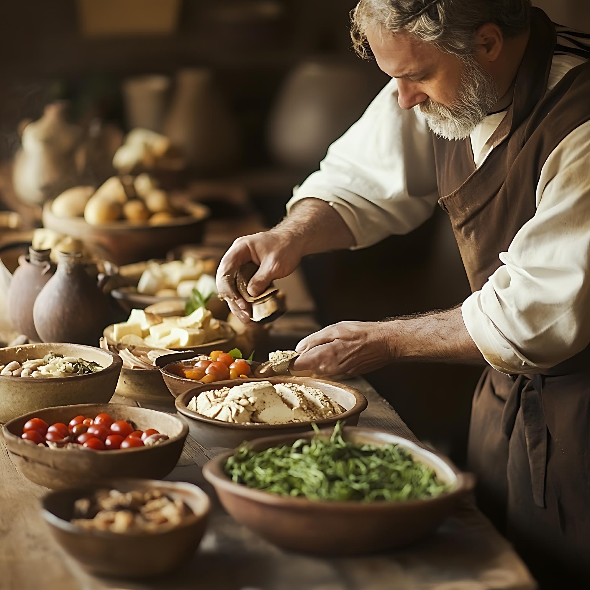 Chef arranging a local ingredient spread